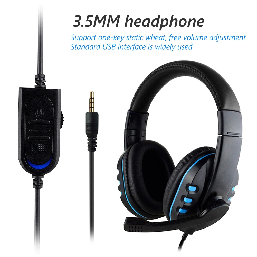 Gaming Headphone 3 5mm Wired Deep Bass PC Gamer Over Ear Headset with Mic