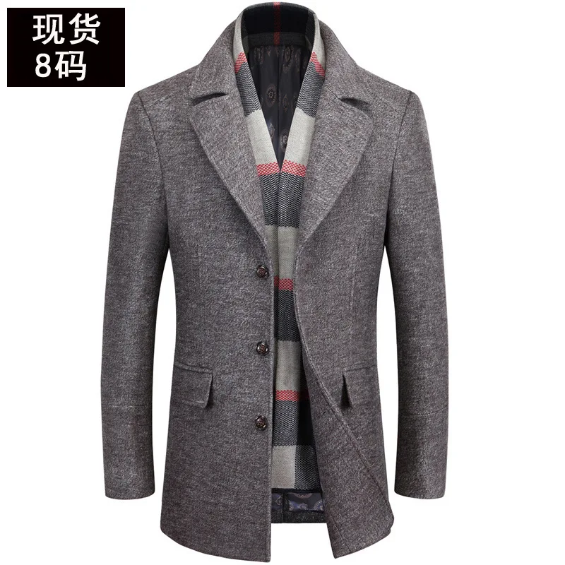 

Middle-aged Men Thick Fold-down Collar Scarf Collar Wool Woolen Cloth Coat Men'S Wear Mid-length Z7qoeayhgf