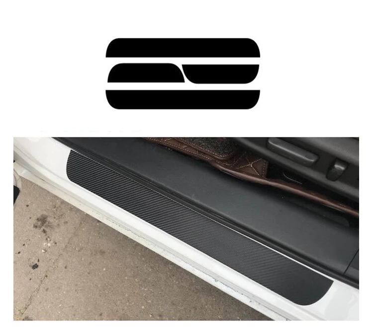 Car Styling Carbon Fiber Threshold Strip Sticker Protection Pad Door sill trim Cover Stickers For Hyundai Sonata 8 2010 - Название цвета: Черный