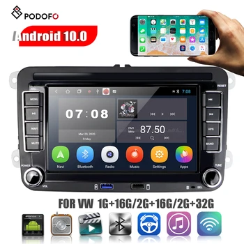 

Podofo Car Player Autoradio 7" VW Android 10 Touch Screen Car Radio Multimedia Player GPS Navigation support Rear view camera