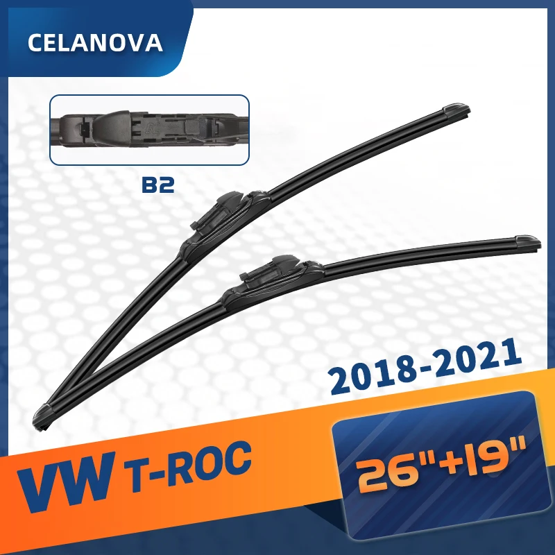 

Щетка стеклоочистителя CELANOVA для Volkswagen T-ROC 2018-2021 26 + 19 дюймов, бескаркасные резиновые стеклоочистители