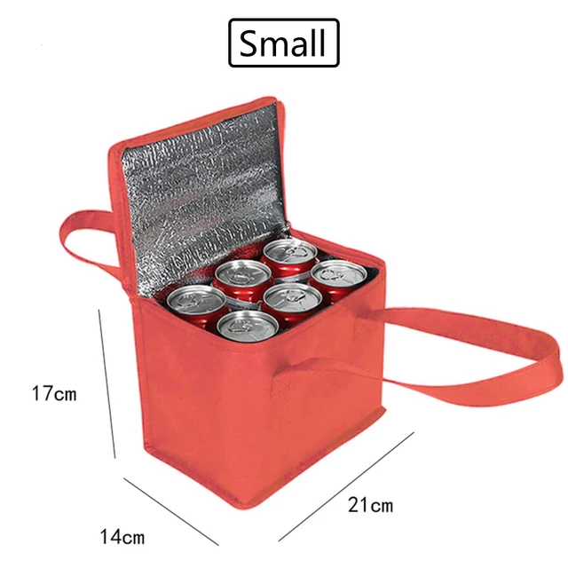 Portable Thermal Insulated Cooler Bags Large Outdoor Camping Lunch Bento Box Trips BBQ Meal Drink Zip Pack Picnic Supplies 2021 red small