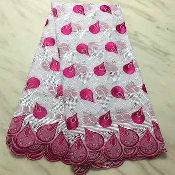 

Wisely choose high quality embroidered African Swiss voile lace soft cotton Nigerian George garment sewing cloth with stone