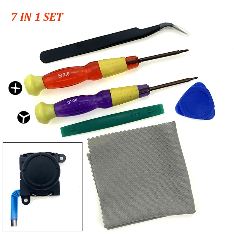 7 IN 1 SET 3D Аналоговый джойстик для пальца ручка колпачок кнопка ключ модуль управления ремонтный инструмент для переключателя shand Joy-Con управление Лер+ инструмент для ремонта - Цвет: 7 IN 1 SET