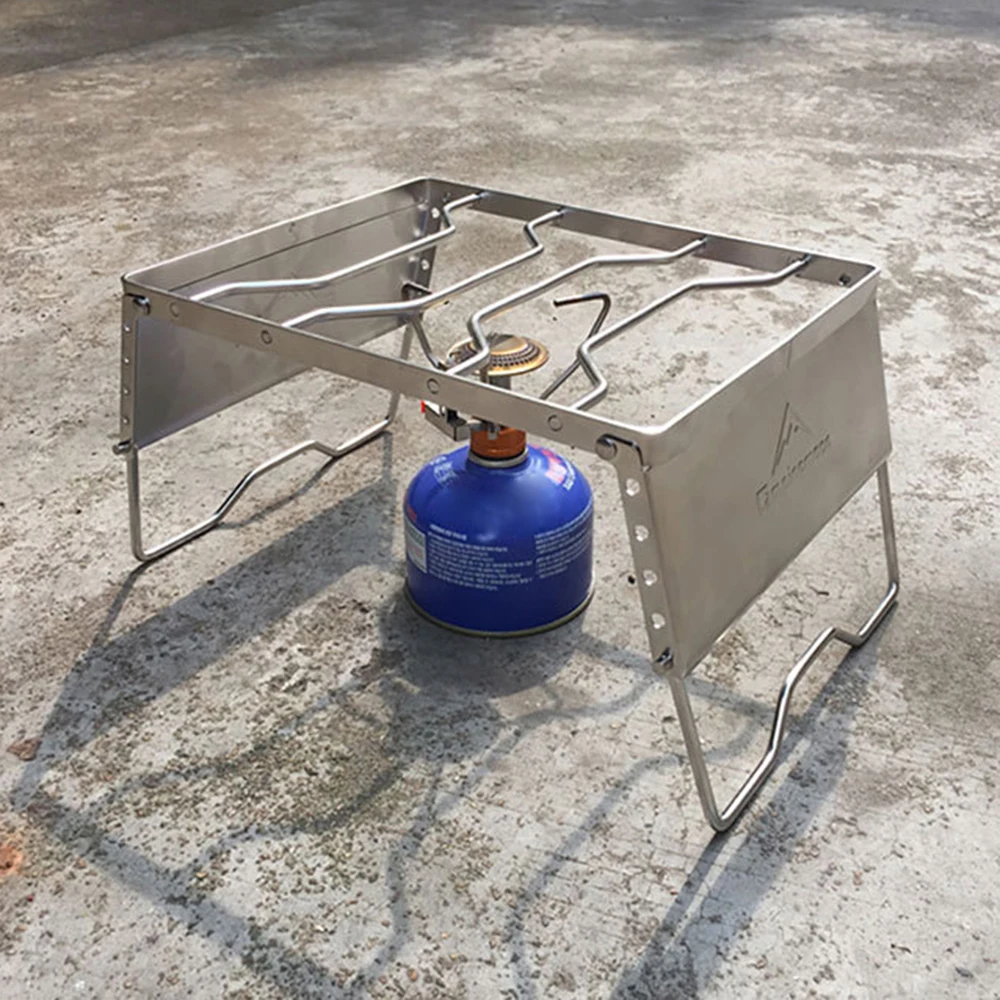 Camping Grill with Windproof Boards Folding BBQ Grill Rack with Storage Bag Camping Stove for Camping Hiking Travel Picnic
