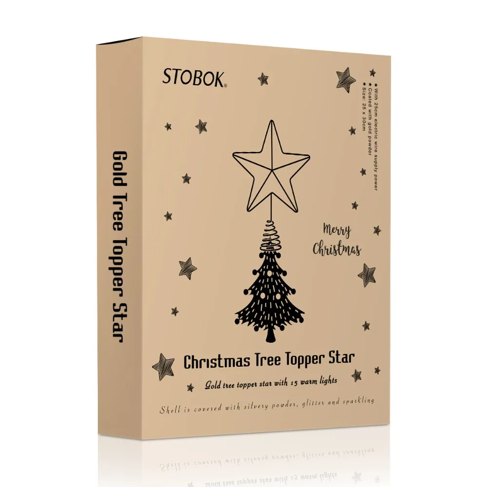 Рождественская елка светодиодный Звезда дерево Топпер на батарейках дерево украшение подвесной Рождественский Декор, орнамент Топпер