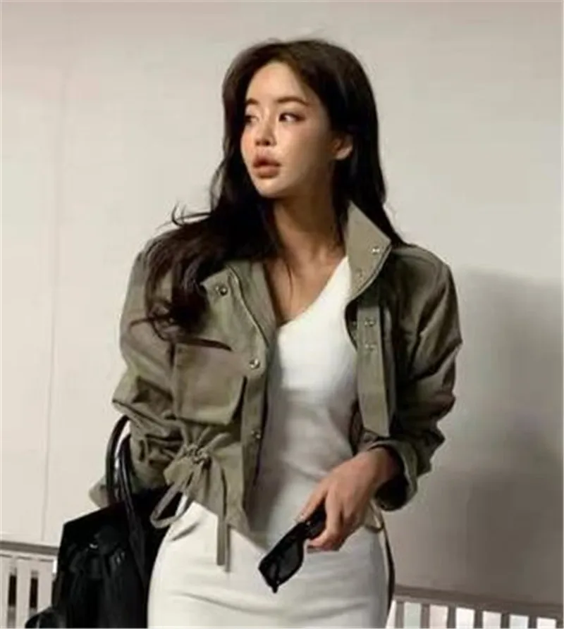 

2020 NEW ARRIVAL HOT AUTUMN COATS FOR LADIES SIMPLE BASIC TURN-DOWN COLLAR WAIST DOWN SHORT ALL-MATCH MOTOR BIKER COOL COATS