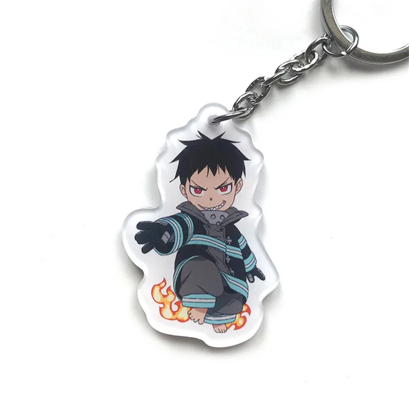 Аниме брелок Enn No Shouboutai Fire Force двухсторонний брелок для ключей с фигуркой косплей мультфильм унисекс брелок кулон - Цвет: 6