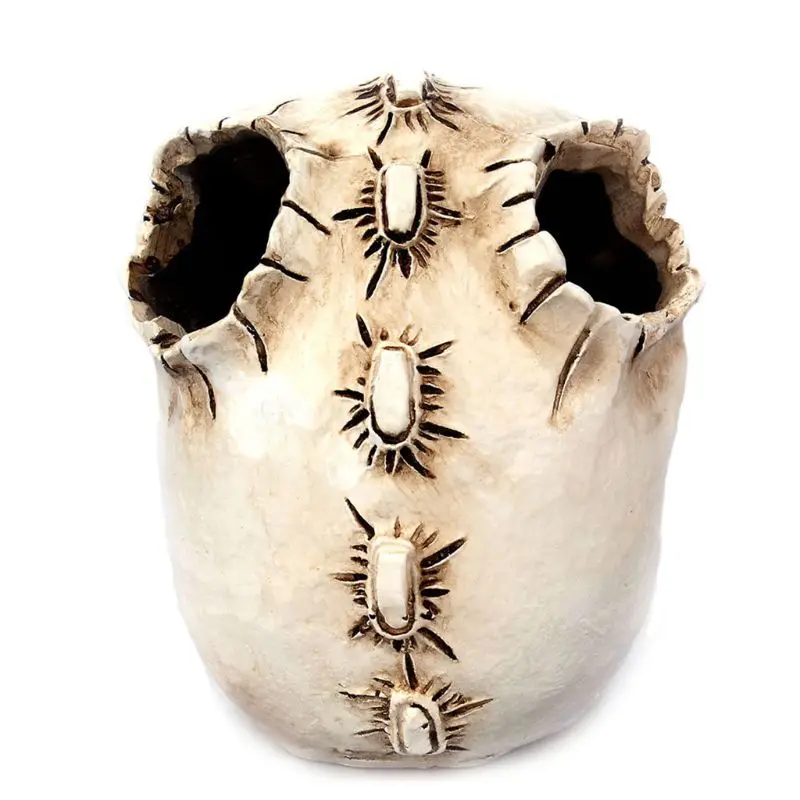 Skull Head Ornament Skeleton Pen Holder Desktop Pencil Organizer Makeup Storage XXUC | Канцтовары для офиса и дома