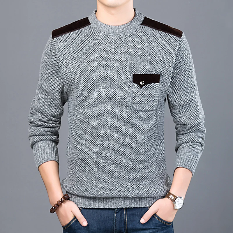 2019 New Fashion Sweater For Mens Pullovers Slim Fit Jumpers Knitwear O Neck Autumn Korean Style 4