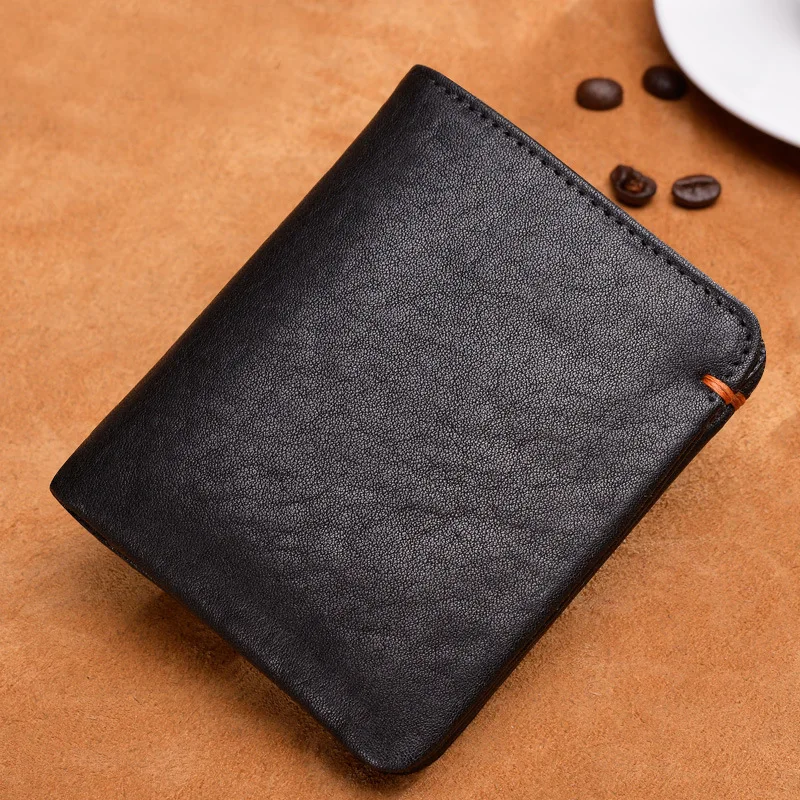 

New Style Leather Wallet Short First Layer Cow Leather Wallet Casual Large-Volume Two-fold Men Youth Soft Leather Wallet on Beha