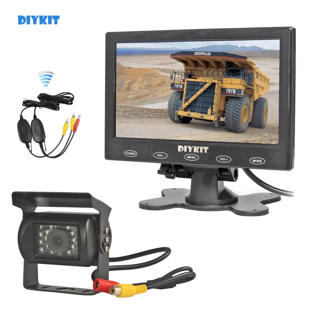 DIYKIT 12 В в беспроводной заднего вида Комплект для лошади прицепы Motorhome резервного копирования CCD камера системы 7 "Touch мониторы водонепрони