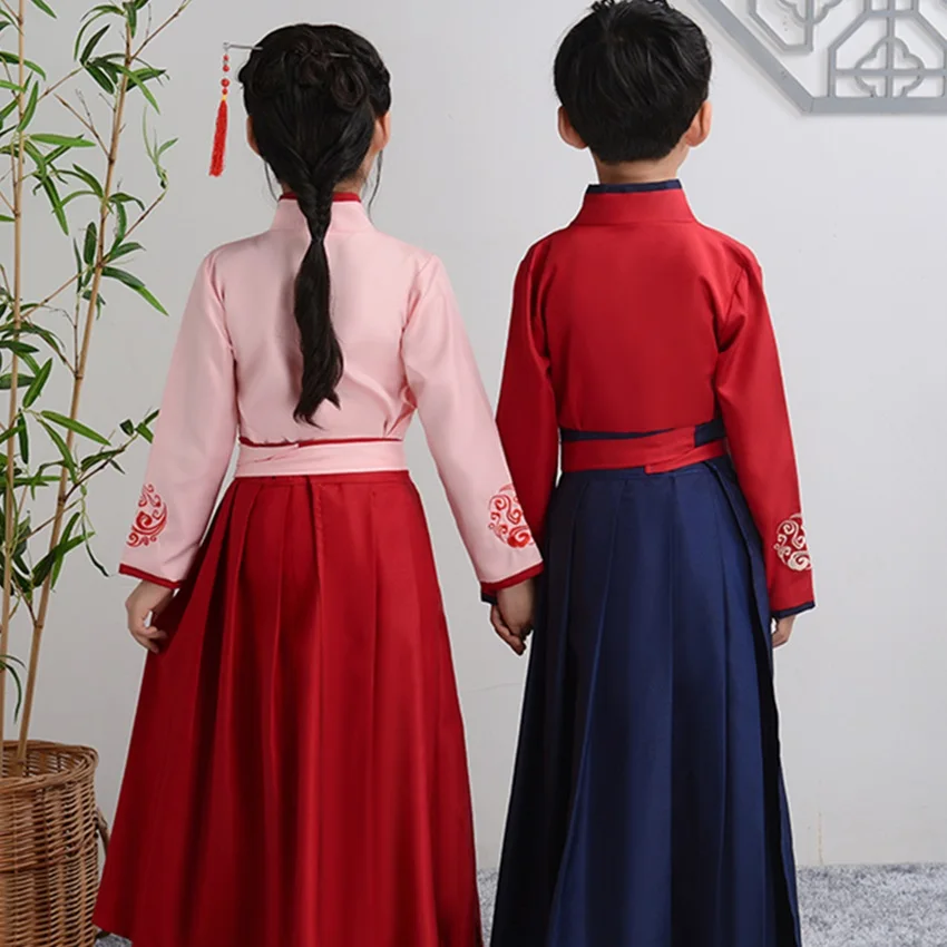 Boy Girl Hanfu Opera Ancient Style Cosplay Tang Dynasty Folk Dress Dance Costume Traditional Chinese Costume Festival Outfits