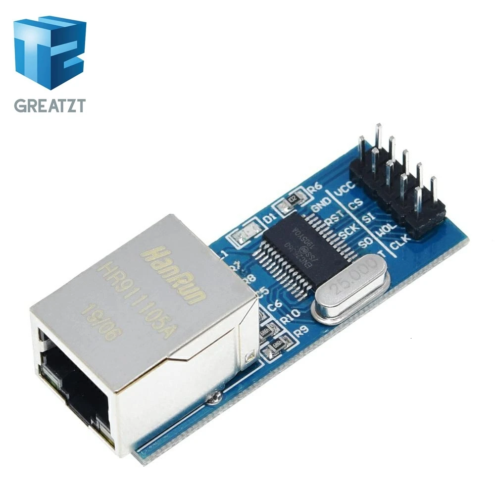 GREATZT ENC28J60/ENC28J60(мини версия) LAN Ethernet сетевой модуль 25 МГц кристалл AVR 51 LPC STM32 3,3 В