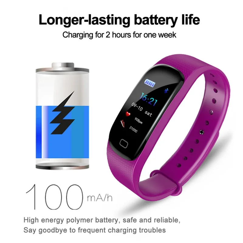 Водонепроницаемый смарт браслет с измерением кровяного давления и уровня