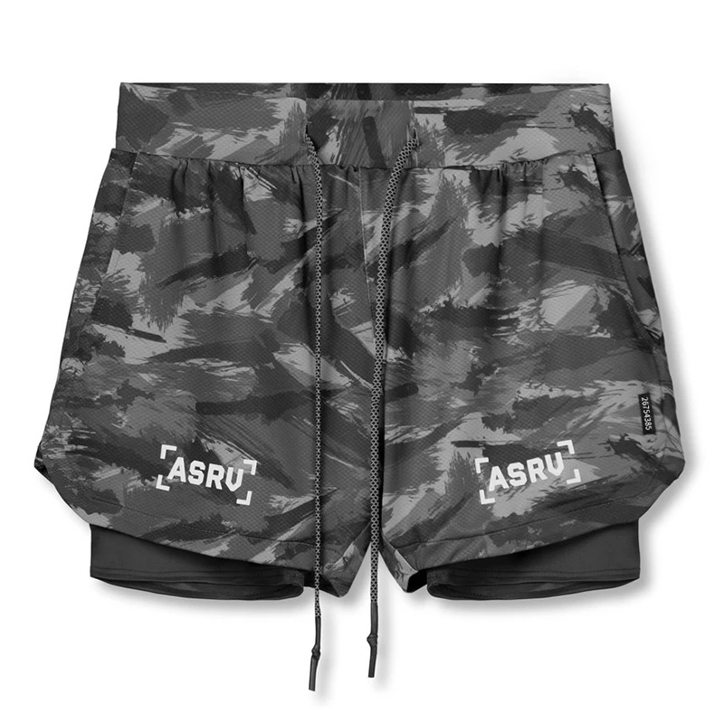 Pantalones cortos para correr de doble cubierta para hombre, Bermudas de entrenamiento de Fitness, pantalones cortos de secado rápido para culturismo, ropa para hombre, novedad de 2020