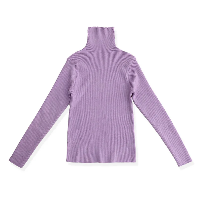 Winter Turtleneck Solid Sweaters Teenage Girls Knit Tops Kids Clothing Autumn Baby Big Girl Long Sleeve Sweater Clothes - Цвет: Розовый