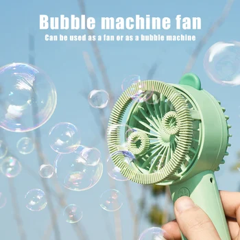 

Bubble Machine Fan Portable Handheld Fan with Night Light Animal Shape Bubble Fan I88
