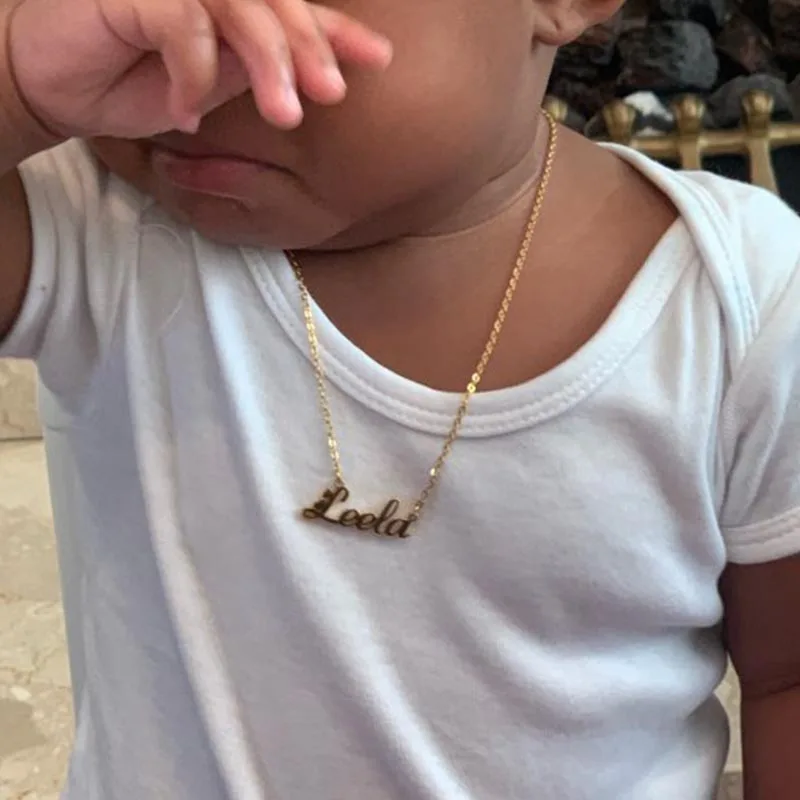 Personnalise Nom Collier Enfants Collier Bebe Fille Garcon Collier Personnalise Nom Chaine Or Acier Inoxydable Chaine Chain Necklaces Aliexpress