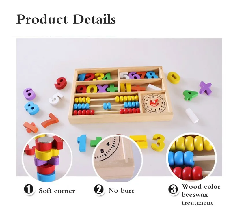 Math Toys Multifunction Abacus Clock Cognition Counting Wooden Montessori Mathematical Educational Parent-child Baby Children