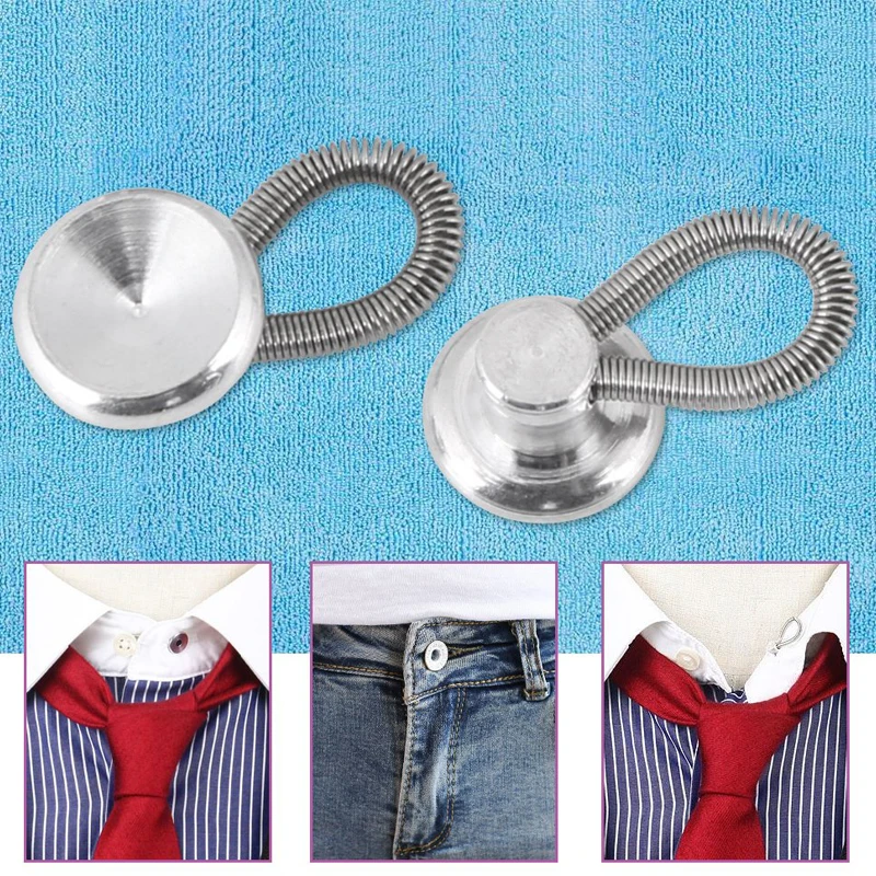 1pc/6Pcs Collar Extenders Metal Buttons Jeans Pants Waist Stretch Shirt Suit Tie Neck Expanders Flexible Lock Lengthen Buckle | Украшения и