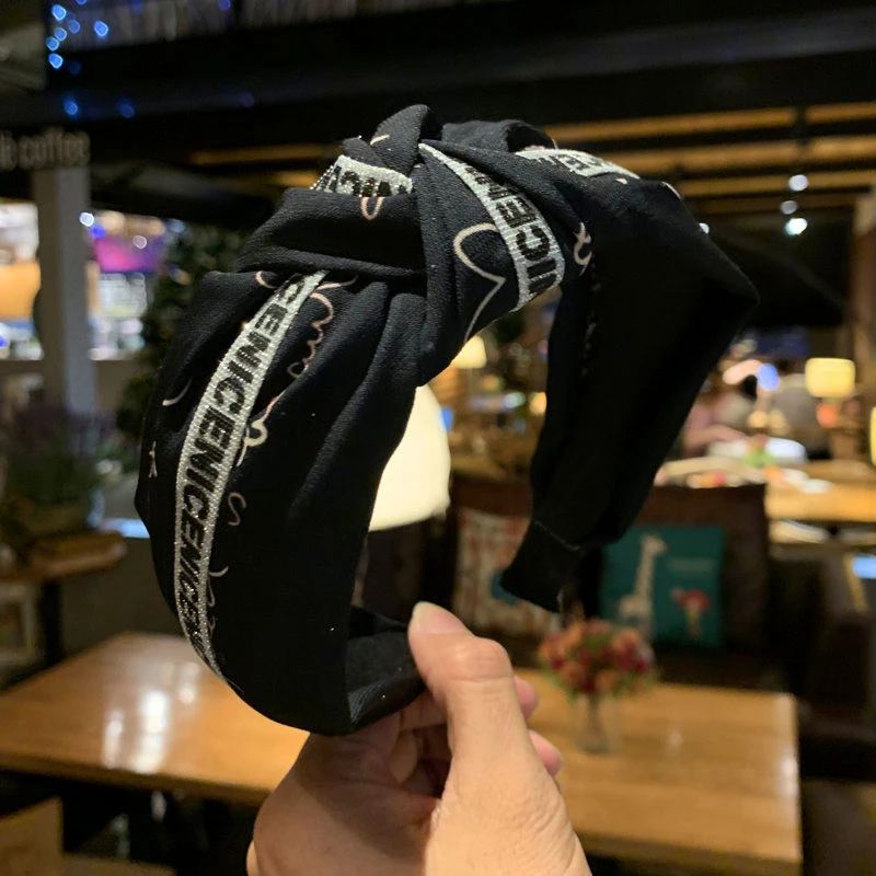 2019 New Women Bowknot Elastic Fabric Headband Cross Knotted Hair Band Adult Pattern Head Hoop Lady Hair Accessories 903