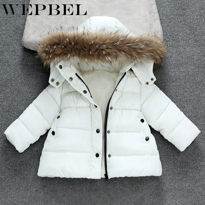 WEPBEL/детская одежда для девочек; коллекция года; новое зимнее хлопковое пальто; Длинная утепленная бархатная одежда в Корейском стиле