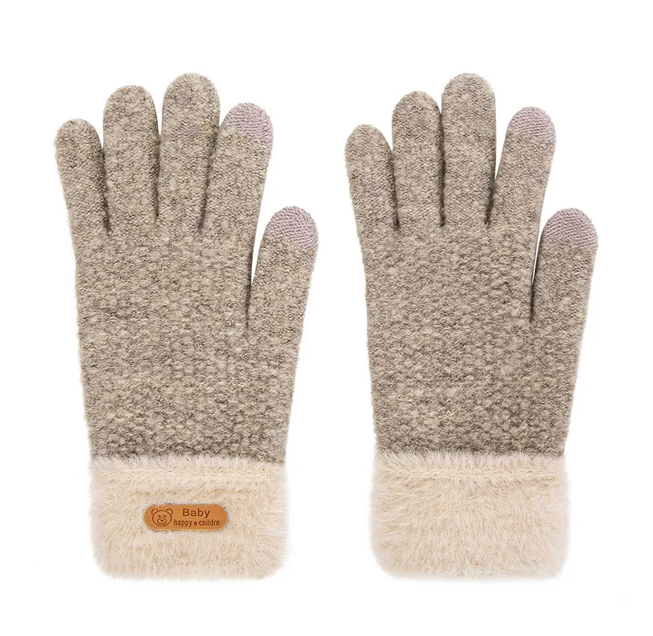 Модные детские зимние перчатки вязаные мягкие зимние теплые перчатки эластичные мягкие перчатки для мальчиков и девочек от 5 до 9 лет