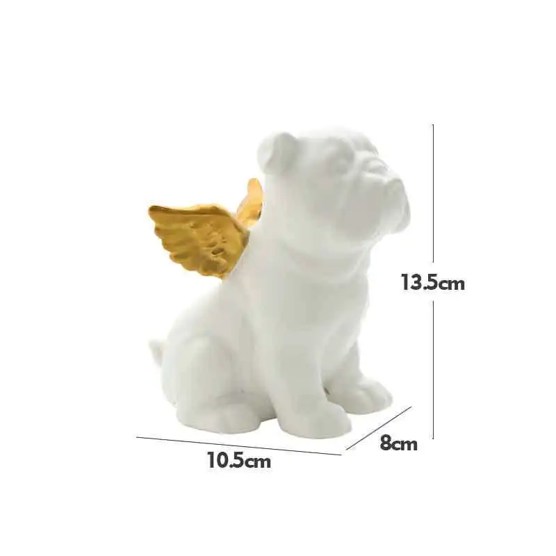 French Bulldog Ceramic Patterns French Colour Macaron Nordic Collection of Porcelain Animal Statues for Wedding Table Decoration - Цвет: White