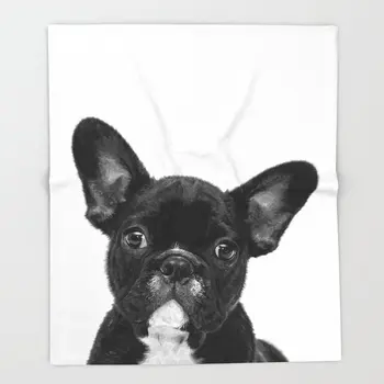 

Dog Cartoon Design Blankets Black and White French Bulldog Throw Blanket Home Primitive Decor Throw Blanket Sofa Free Shipping