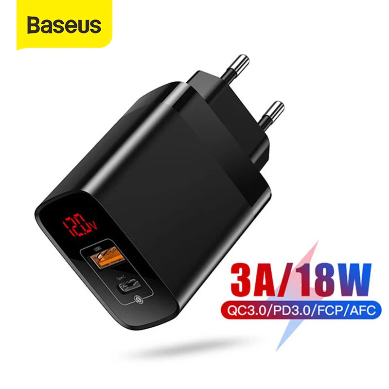 USB зарядное устройство Baseus 18 Вт Type C для iPhone 11 Pro Max Quick Charge 3 0 PD3.0 быстрое телефона с
