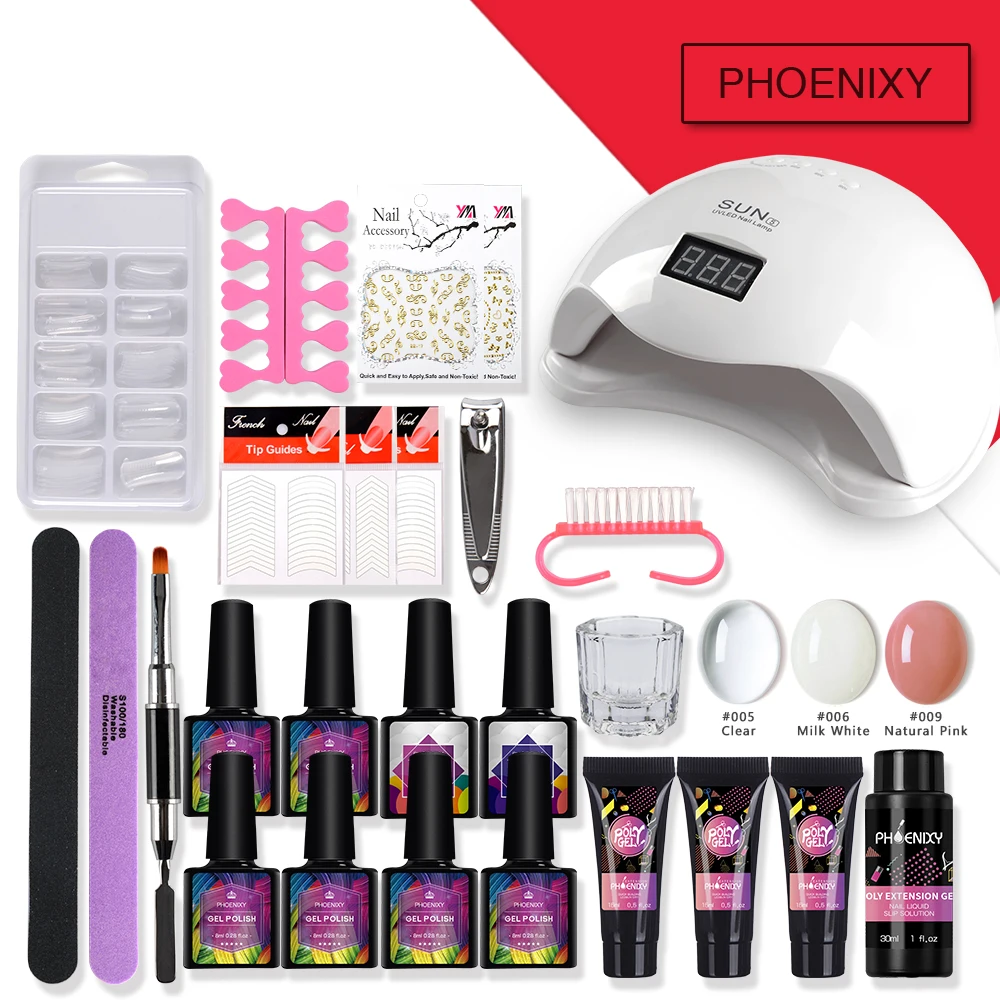 Набор гелей для ногтей 48 Вт УФ светодиодный лампа Гель лак поли гель Быстрый Лак