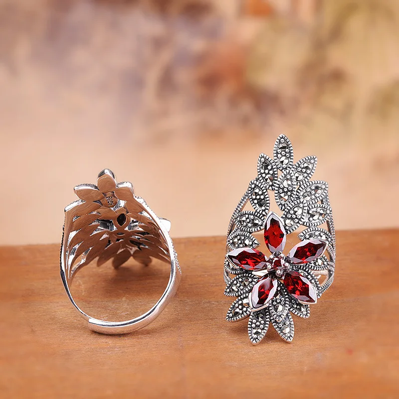 BALMORA, 925 пробы, серебряные кольца в виде листьев и цветочной мозаики, изменяемые размеры, для женщин, для девушек, специальный подарок, винтажные элегантные модные украшения