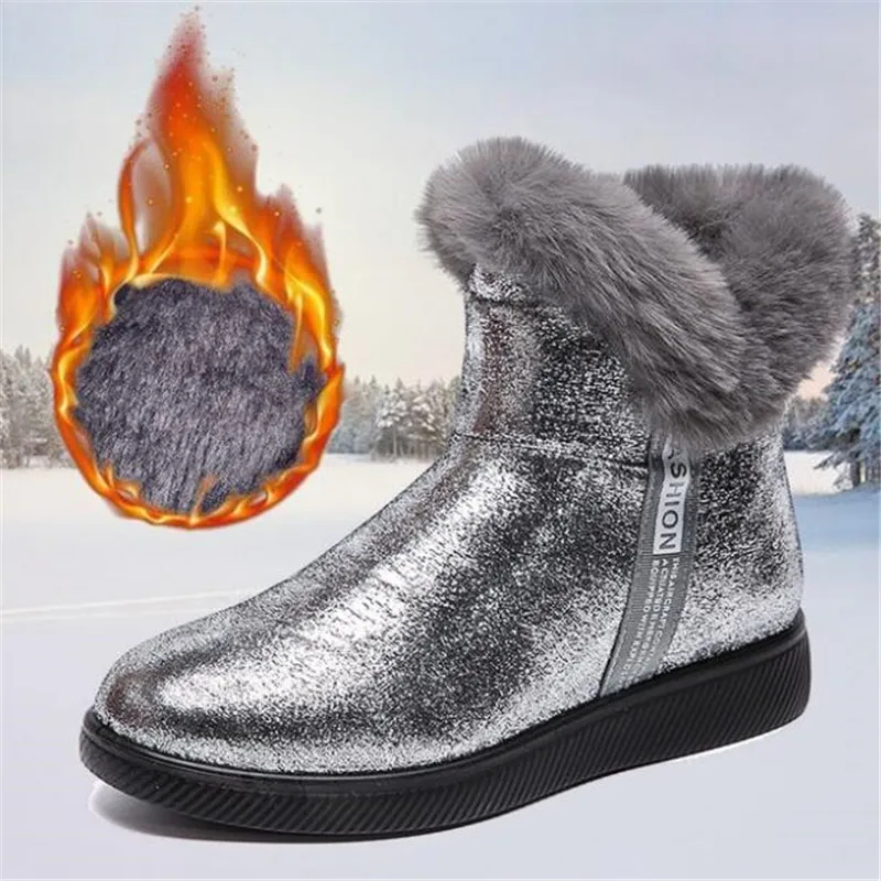 Winter new snow boots women warm thick bottom short boots plus velvet cotton shoes sequins women's shoes ankle boots for women
