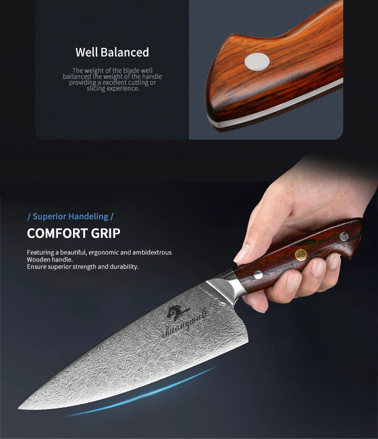 8 Inch 67 Layers Damascus Steel Knives Japanese Knife Chef Kitchen Knifes Cleaver slices Home Kitchen Cook Tool Dalbergia Handle