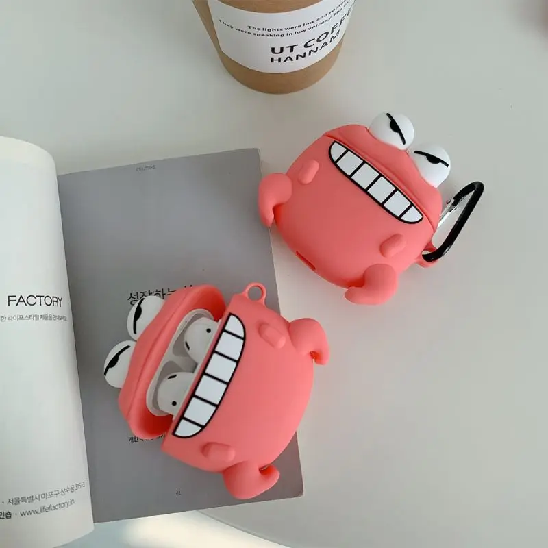 Уникальный Краб Защитный чехол силиконовый чехол с карабином для Airpods 1/2