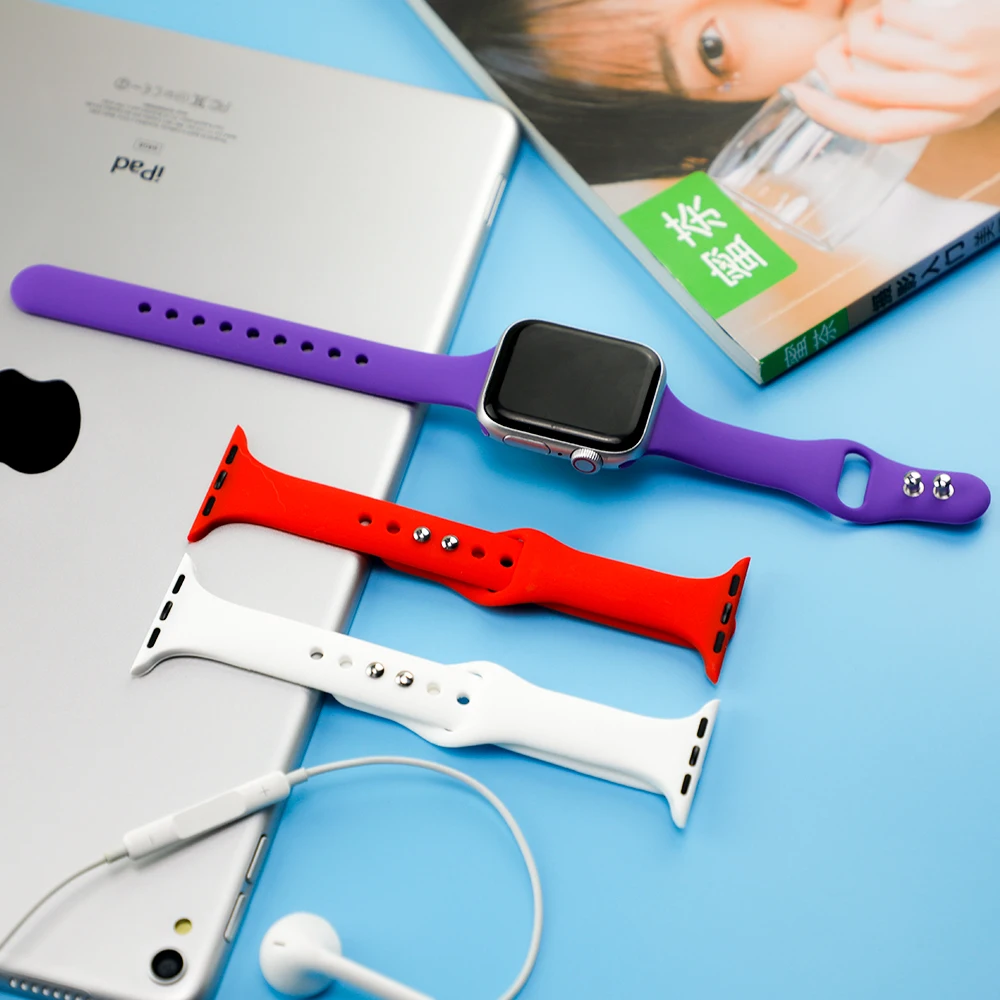 Тонкий ремешок для apple watch 5 4 band correa apple watch 44 мм 40 мм 42 мм 38 мм iwatch 5 4 3 2 1 силиконовый браслет