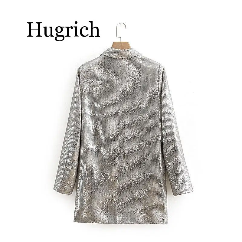 2020 spring female suit casual solid color sequins decorative double-breasted suit - 4.00059E+12