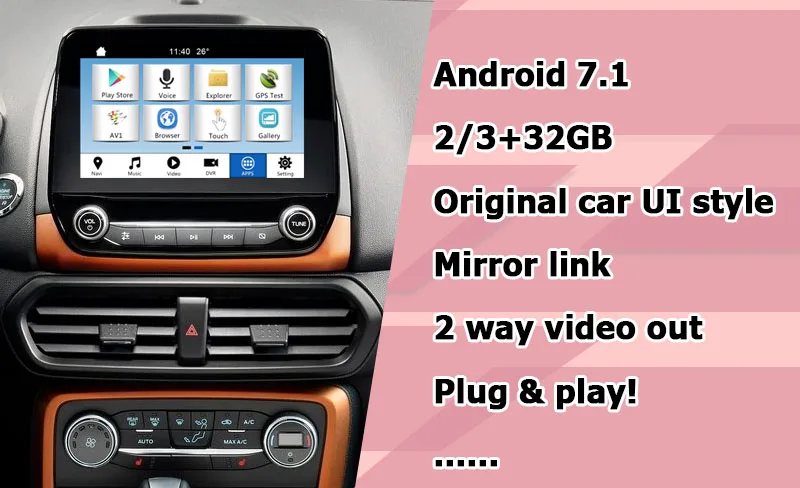 Android/carplay интерфейсная коробка для Ford Ecosport Ka plus gps навигация видео интерфейс коробка синхронизация 3 зеркальная ссылка youtube Lsailt