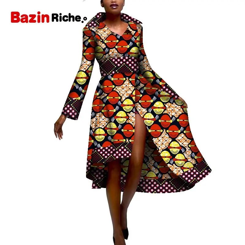 

African Style Elegant Party Fashion Women Long Dresses Autumn Long Sleeve Bodycon Maxi Print Dress Dashiki Ankara Dress WY5279