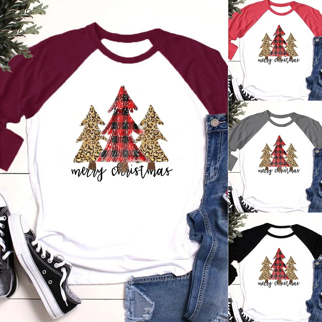 30# Merry Christmas женская футболка с вышитым алфавитом и рождественским принтом топы с длинным рукавом размера плюс Готическая Футболка camiseta mujer