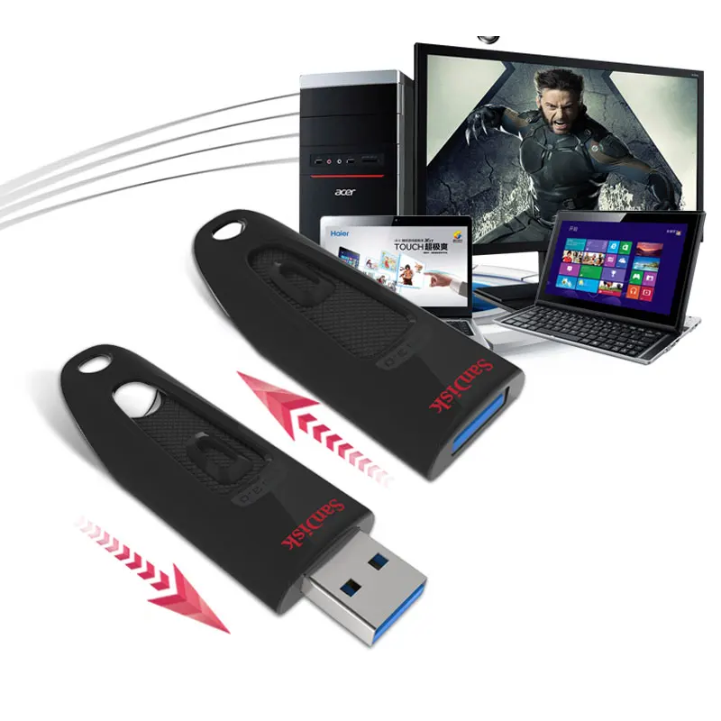 Двойной флеш-накопитель SanDisk Ultra флеш-накопитель USB 3,0 128 ГБ 256 ГБ узнать Скорость до 100 МБ/с. 16 Гб оперативной памяти, 32 Гб встроенной памяти, 64 ГБ флеш-накопитель SDCZ48 Pendrive