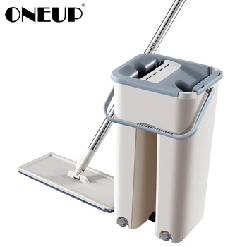 

ONEUP Magic Cleaning Mop Bucket Hands-free Floor Cleaning Mop Dry And Wet Use Magic Automatic Rotation Self-cleaning Lazy Mop