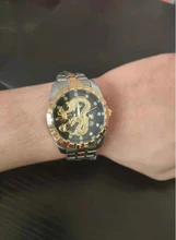 WLISTH-Reloj de pulsera de cuarzo para hombre, luminoso, con abertura para fecha, de acero inoxidable, resistente al agua, de las mejores marcas, dragón dorado