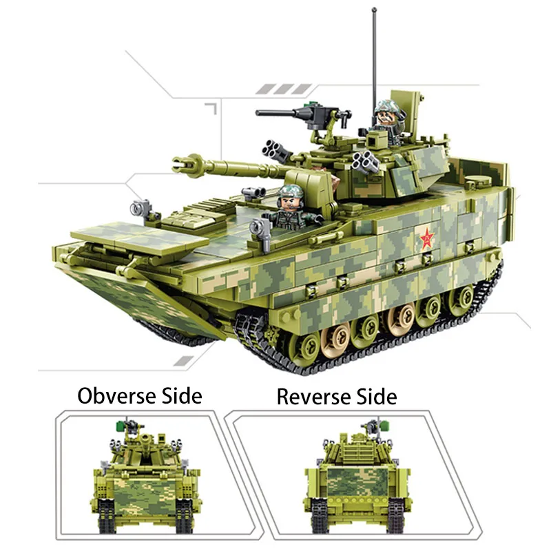 632007 1285 шт. город технологические строительные блоки WW2 военные ZBD-TYPE 05 танк-амфибия пехоты Боевая машина кирпича мальчик подарки