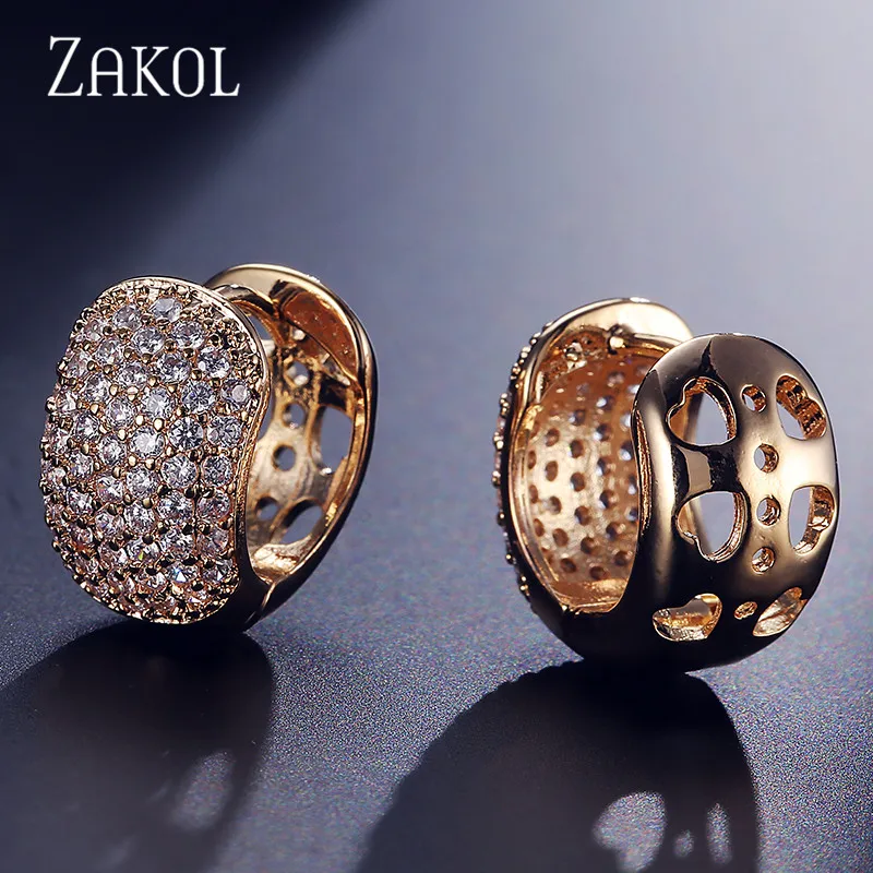 Новинка, классические серьги-кольца ZAKOL с микроинкрустированным кубическим цирконием для женщин, для свадьбы, ужина, юбилея, подарка на день рождения, ювелирные изделия, FSEP599