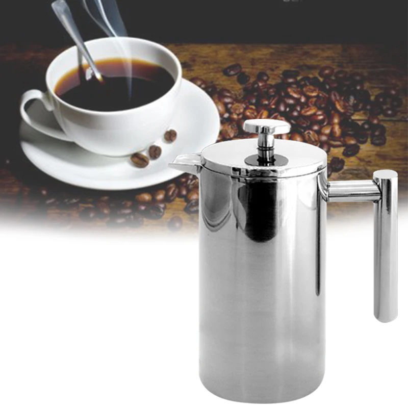1000ml Нержавеющая сталь Френч-пресс для приготовления кофе горшок двойной слой ручной работы Кофе чайник с фильтром TB распродажа - Цвет: 1000ml