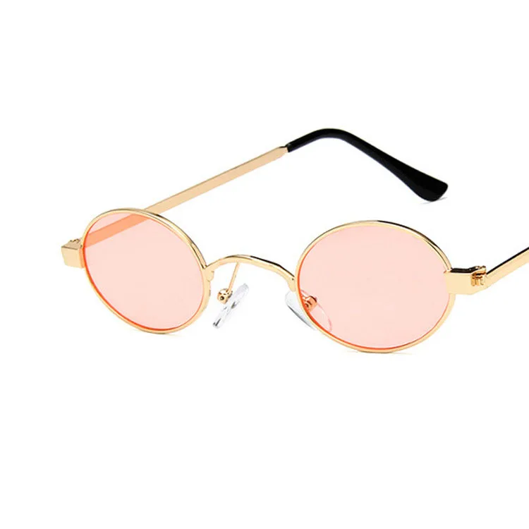 Yoovos Oval Sunglasses Women Brand Designer Vintage Small Round Sunglasses Women Retro Mirror Lunette De Soleil Femme - Цвет линз: GoldPink