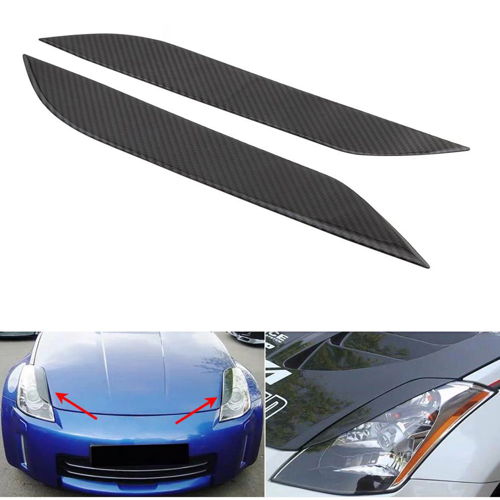 Front Bumper Spoiler Lip, Carbon Fiber Car Front Bumper Fins Splitters Canards Decorative Eyelids Eyebrows for Nissan 350Z Front Bumper Spoiler Lip, Carbon Fiber Car Front Bumper Fins Splitters Canards Decorative Eyelids Eyebrows for Nissan 350Z