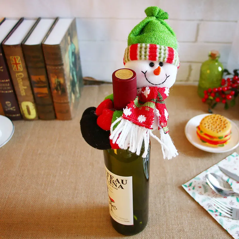 Рождественский Подарочный винный набор Противопыльный чехол Санта-Клаус Снеговик посуда рождественские украшения для дома Новогодний Декор - Цвет: Snowman